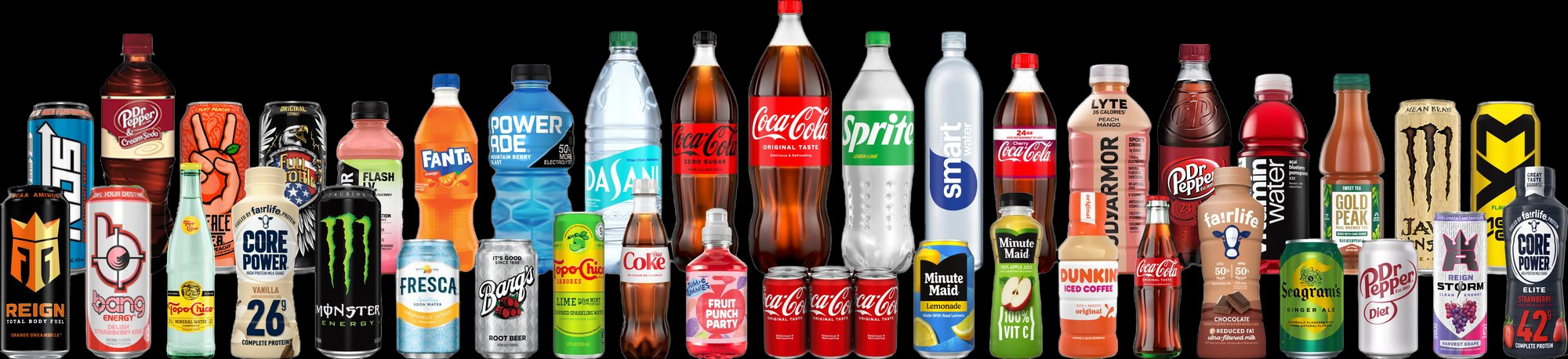 Coca-Cola of Minden beverage portfolio — sparkling, water, sports, energy, tea, coffee, and juice brands